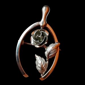 Vintage Sterling Silver Brooch Bond Boyd Rose Wishbone Unisex Pin